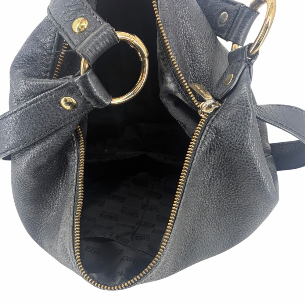 Michael Kors Black Hobo Bag with Gold Accents - Picture 2 of 9